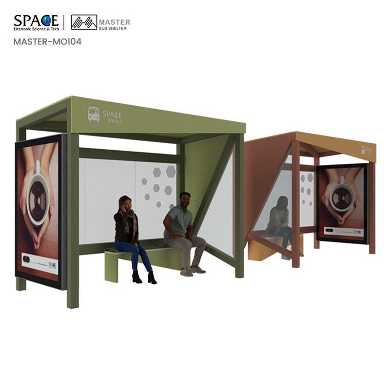 Уличная автобусная остановка с LED подсветкой, алюминиевый корпус, стальная рама (арт. 25-3071877)