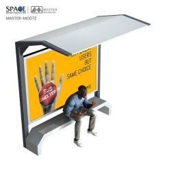 Световой короб наружной автобусной остановки с металлическими скамейками (арт. 25-3071882)