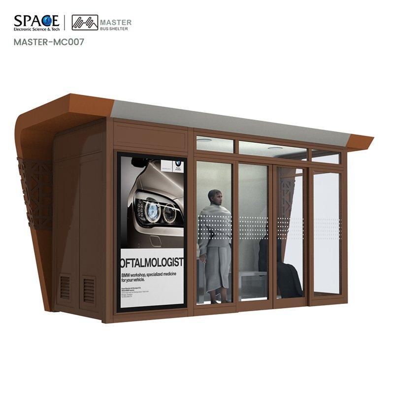 Автобусная остановка с рекламным дисплеем, современный дизайн, прямоугольная форма (арт. 25-3071896)