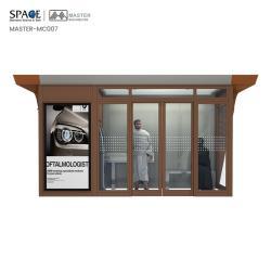 Автобусная остановка с рекламным дисплеем, современный дизайн, прямоугольная форма (арт. 25-3071896)