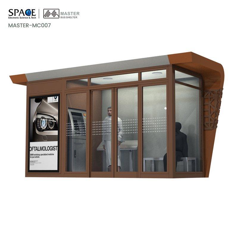 Автобусная остановка с рекламным дисплеем, современный дизайн, прямоугольная форма (арт. 25-3071896)