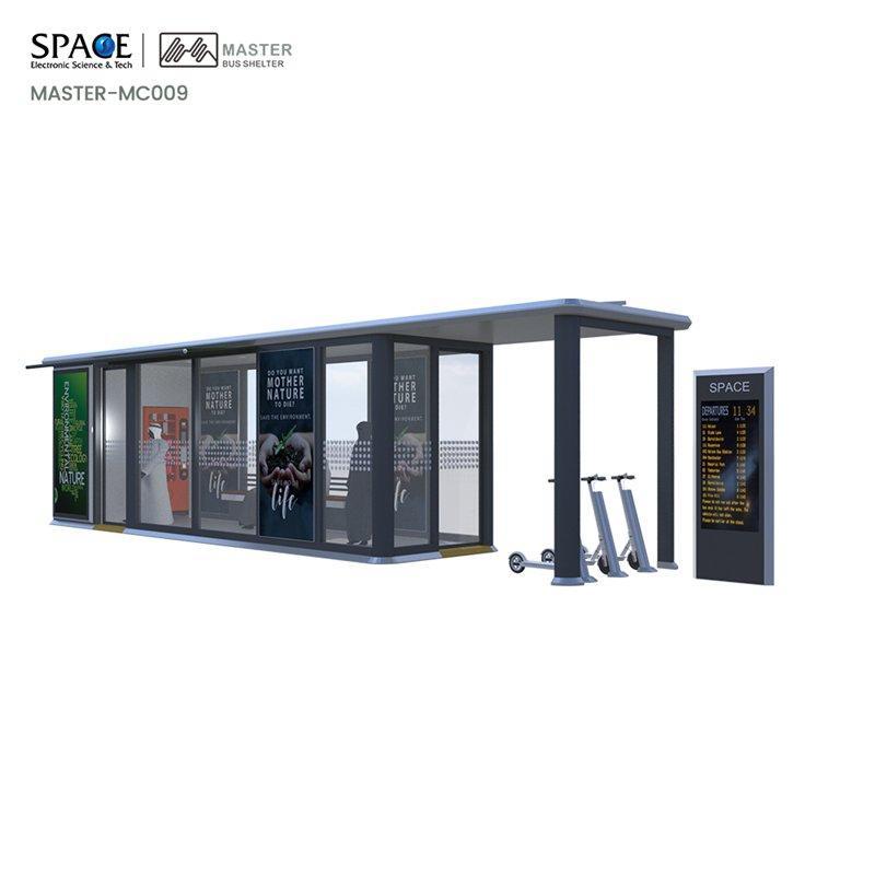 Автобусная остановка из оцинкованной стали с LED-скамейкой для рекламы (арт. 25-3071912)