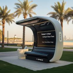 Уличная умная скамейка на солнечных батареях с зарядкой для телефона и светодиодной подсветкой (арт. 25-3072124)