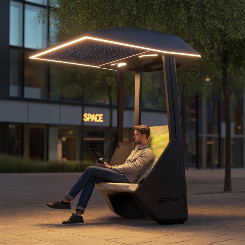 Солнечная уличная лавка Smart Bench с алюминиевыми сплавами и устойчивой технологией солнечной энергии (арт. 25-3072129)