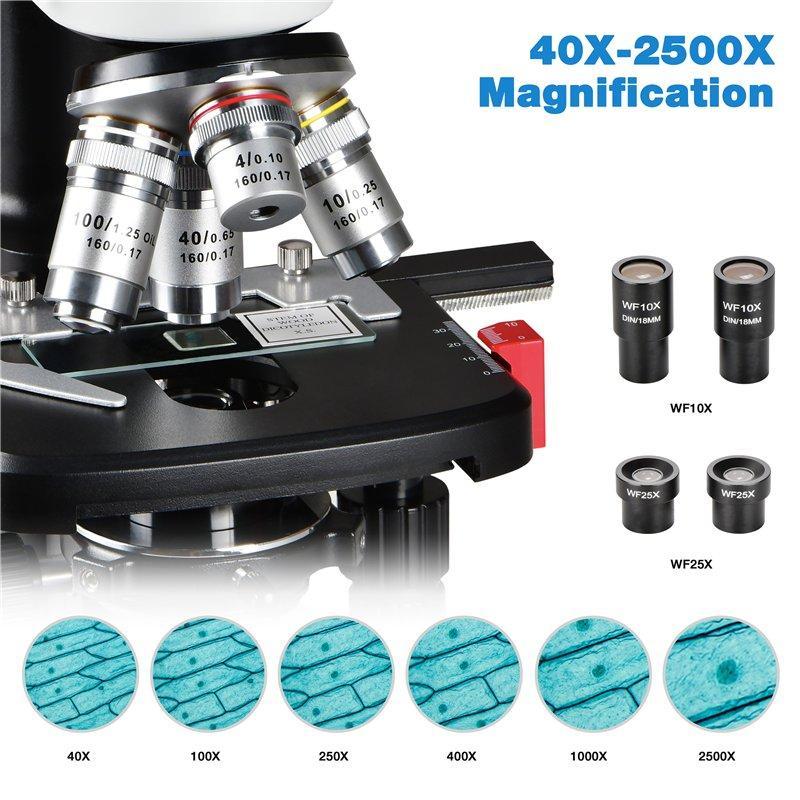 Бинокулярный биологический микроскоп для образования и исследований 2500X (арт. 25-9071928)