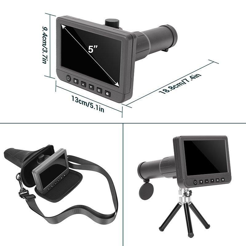 Цифровый телескоп с ЖК-дисплеем 5.0 дюймов, видео 1080p и слотом для Micro-SD карты (арт. 25-9072015)