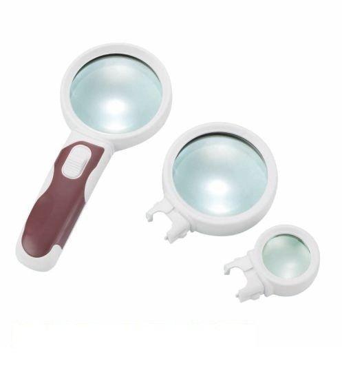 Лупа с LED-подсветкой и 2 сменными линзами для пожилых и детей (арт. 25-9072311)