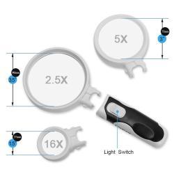Универсальное ручное увеличительное стекло с подсветкой для чтения и ювелирных работ (арт. 25-9072323)