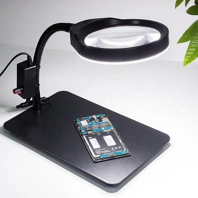 Лупа на гибкой подставке с LED-подсветкой и оптическим стеклом для увеличения (арт. 25-9072329)