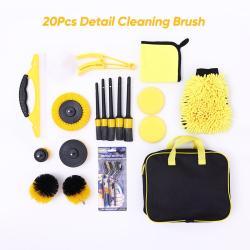 Набор щеток для автомобиля с насадкой на дрель и миттеном из шениля, 20 шт. (арт. 25-1408031)