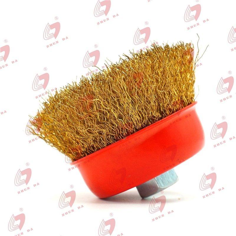 Щетка чашечная с проволокой из латуни для угловой шлифмашинки 100мм 4 (арт. 25-1408442)