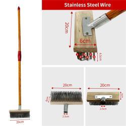 Метла уличная с длинной ручкой, жесткой щетиной и нержавеющей стальной проволокой (арт. 25-1408532)