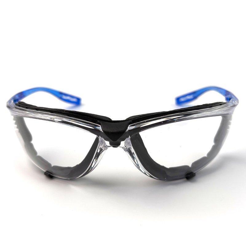Очки защитные антицарапные с синими дужками и пеноподкладкой (арт. 25-5080315)