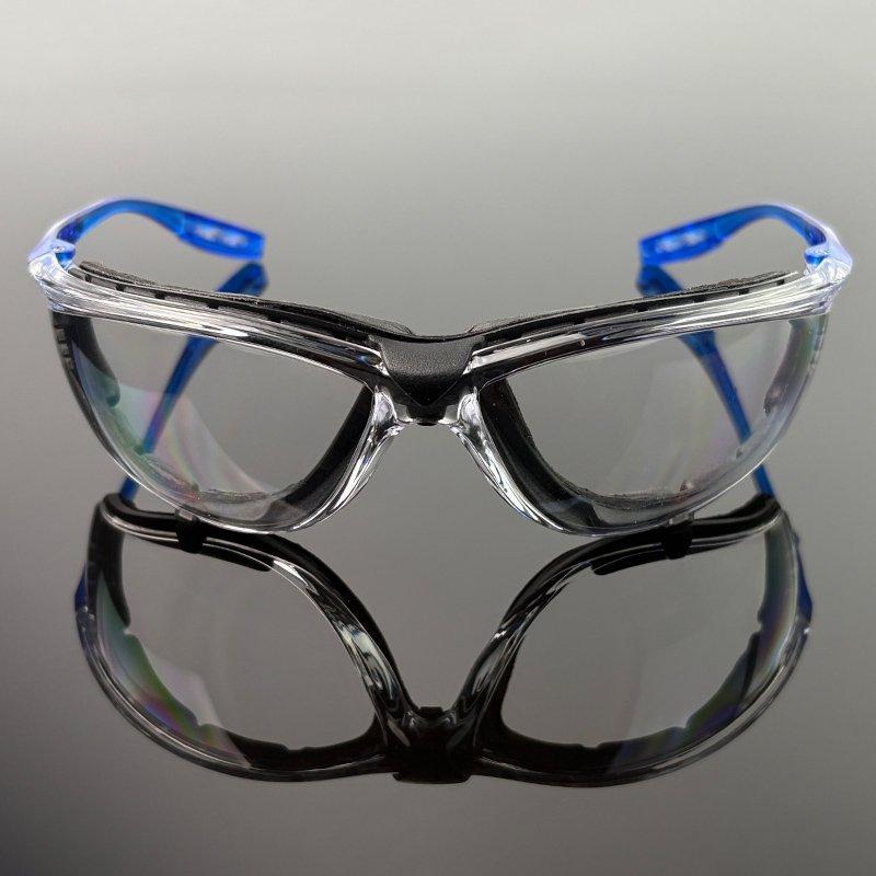 Очки защитные антицарапные синие с пенным вкладышем EN166 (арт. 25-5080341)