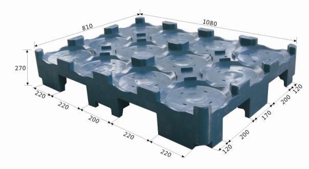 Паллет пластиковый для 12 бутылей 5 галлонов двусторонний (арт. 25-5081571)