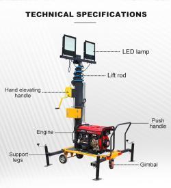 Осветительная башня мобильная с гидроподъемником 6 м LED (арт. 25-5082943)