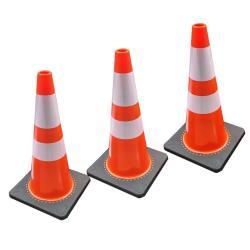 Конус дорожный ПВХ с черным основанием и светоотражателем 28" (арт. 25-5083729)