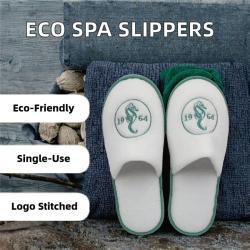 Тапочки велюровые экофрендли с вышивкой для спа и отелей (арт. 25-5085746)