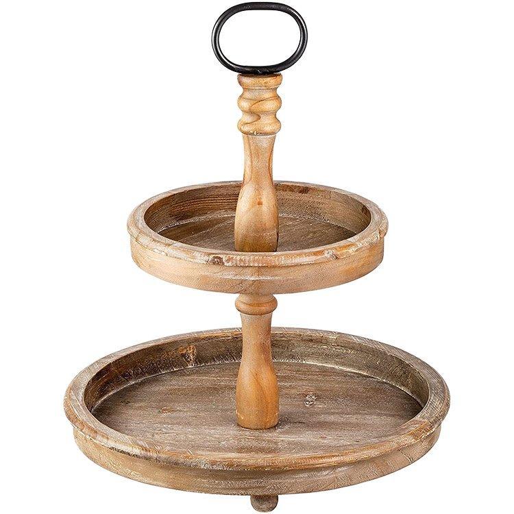 Поднос деревянный винтажный многоуровневый круглый (арт. 25-5085751)