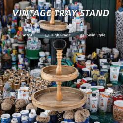 Поднос деревянный винтажный многоуровневый круглый (арт. 25-5085751)