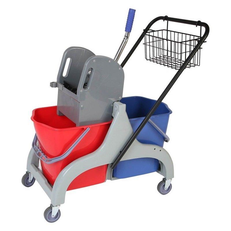 Тележка уборочная пластиковая с отжимом и ведром желтая (арт. 25-5085775)