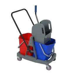 Тележка уборочная пластиковая с отжимом и ведром желтая (арт. 25-5085775)