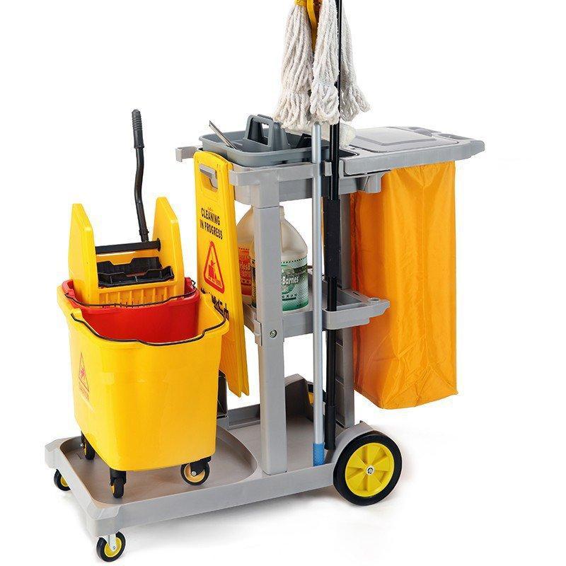 Тележка уборочная пластиковая складная с крышкой серая (арт. 25-5085776)