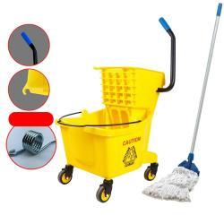 Тележка уборочная с ведром и отжимом из пластика PP (арт. 25-5085818)