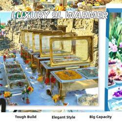 Чафинг-диш гостиничный золотой стеклянный 9 л (арт. 25-5085901)