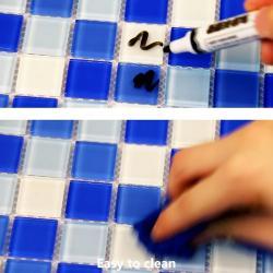 Плитка мозаичная для бассейна стеклянная аква зелено-бело-синяя (арт. 25-5085942)