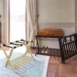 Стойка для багажа складная бамбуковая с полкой деревянная (арт. 25-5085950)