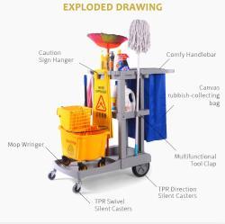 Тележка уборочная пластиковая складная многофункциональная (арт. 25-5085958)