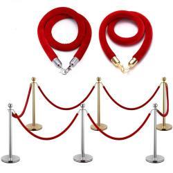 Барьер для контроля толпы стальной с золотым столбом и красным канатом (арт. 25-5085959)