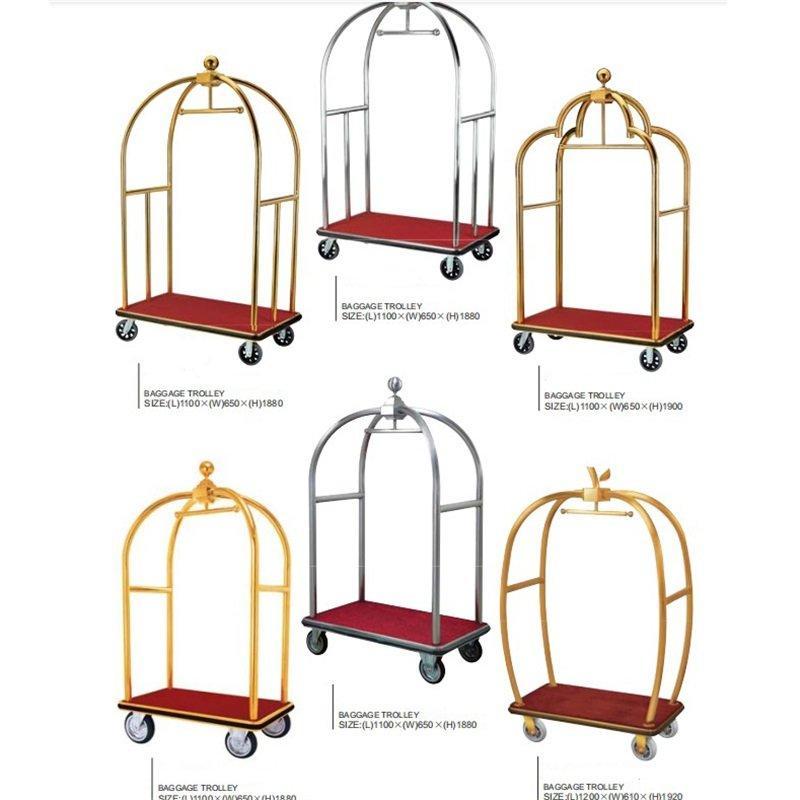 Тележка багажная отельная из нержавеющей стали с черным ковром (арт. 25-5085968)