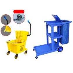 Тележка уборочная пластиковая с ведром для отжима (арт. 25-5085997)