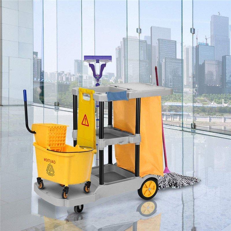 Тележка уборочная складная для отелей с держателем для швабры (арт. 25-5086191)