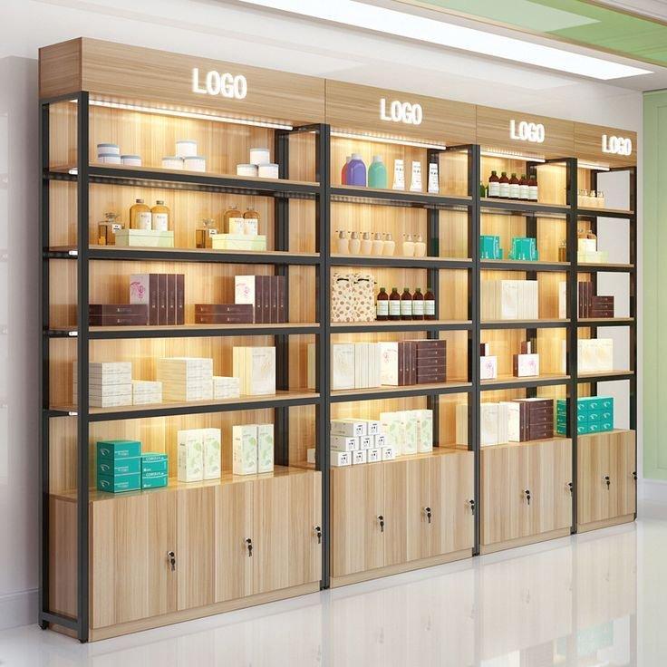 Стеллаж для косметики 4 уровня сталь дерево многофункциональный (арт. 25-19080000)