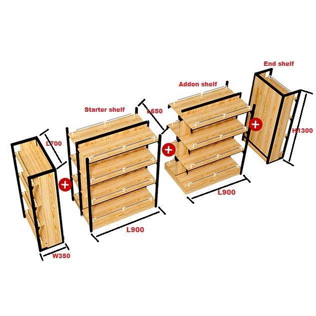 Стеллажи для супермаркета деревянные с металлическим каркасом (арт. 25-19080017)