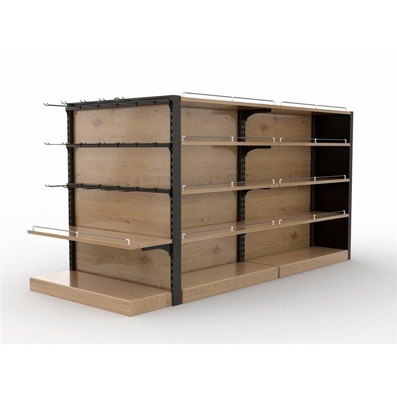 Стеллаж деревянно-металлический для магазина с полками МДФ (арт. 25-19080019)