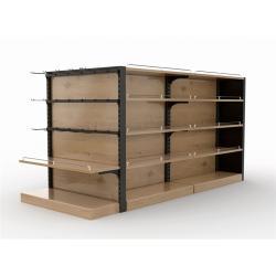 Стеллаж деревянно-металлический для магазина с полками МДФ (арт. 25-19080019)