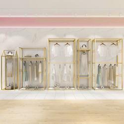 Стойка для одежды металлическая золотая с полками (арт. 25-19080042)