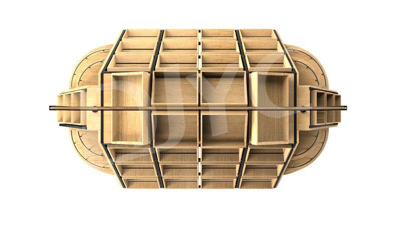 Стеллаж островной деревянный с рекламным щитом для фруктов и овощей (арт. 25-19080043)