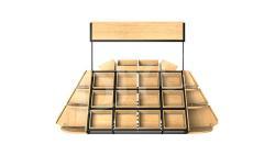 Стеллаж островной деревянный с рекламным щитом для фруктов и овощей (арт. 25-19080043)