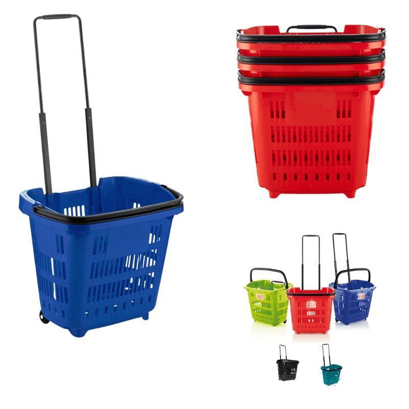 Тележка для покупок пластиковая с колесами и ручкой (арт. 25-19080096)