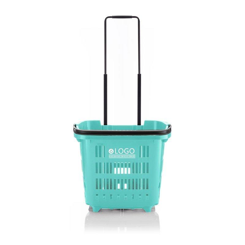 Тележка для покупок пластиковая с колесами и ручкой (арт. 25-19080096)