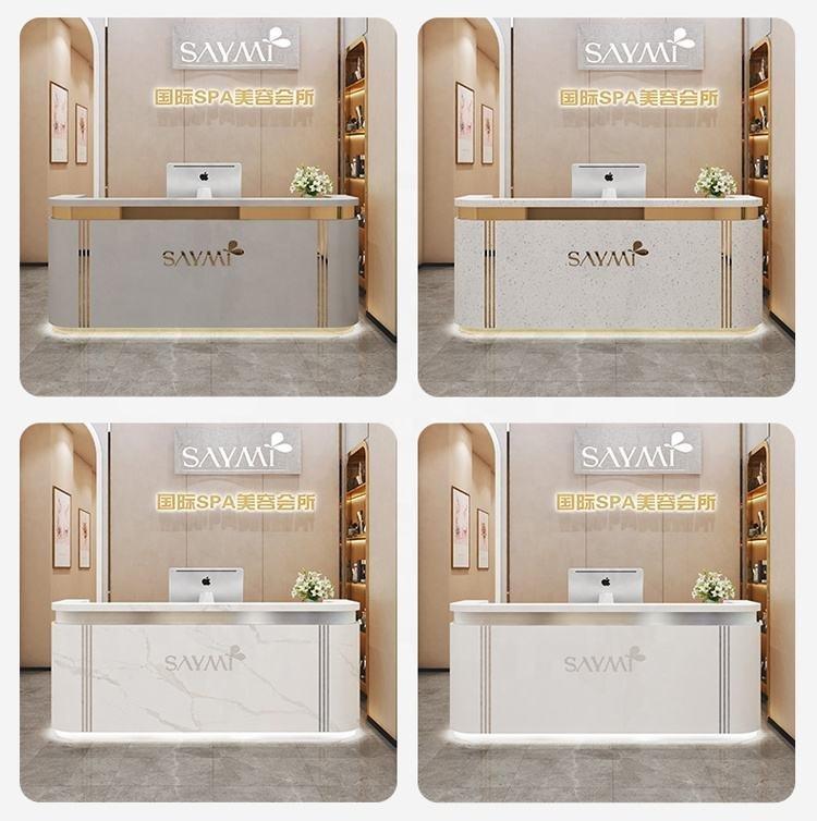 Стойка ресепшн мраморная розовая для салона красоты (арт. 25-19080135)