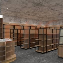 Стеллаж для магазина деревянно-металлический прочный (арт. 25-19080209)