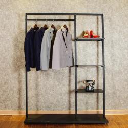 Стойка для детской одежды с полками черная металлическая (арт. 25-19080218)