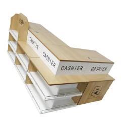 Комбинированный деревянный шкаф-касса для супермаркета (арт. 25-19080302)