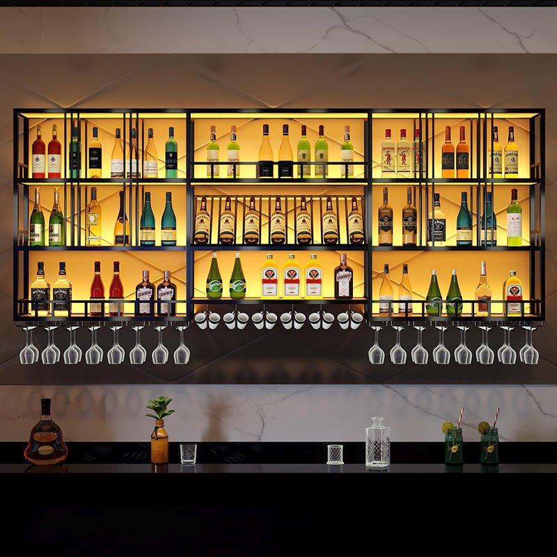 Стеллаж настенный металлический для вина с LED подсветкой (арт. 25-19080371)